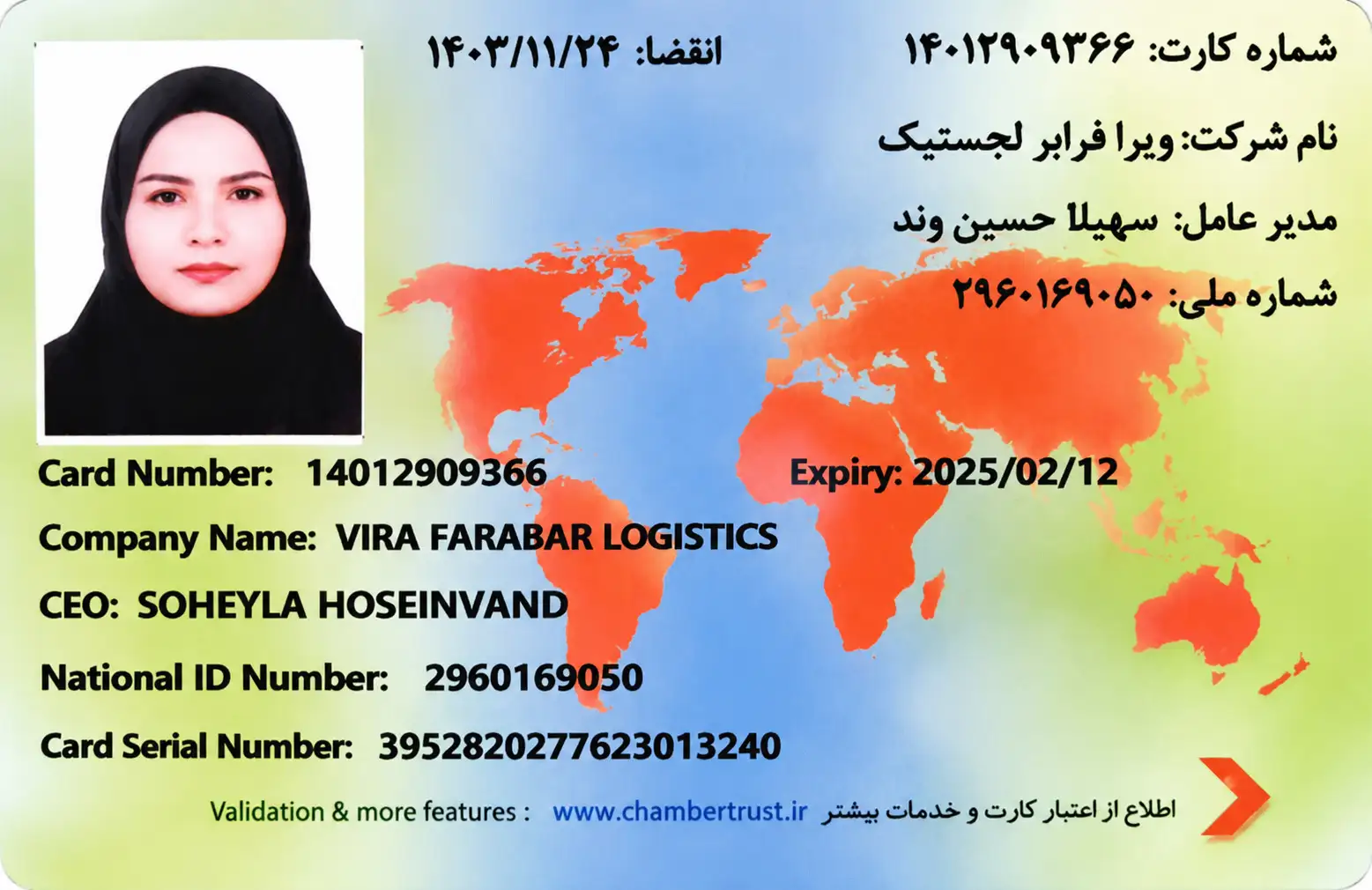 Commercial Card — back side